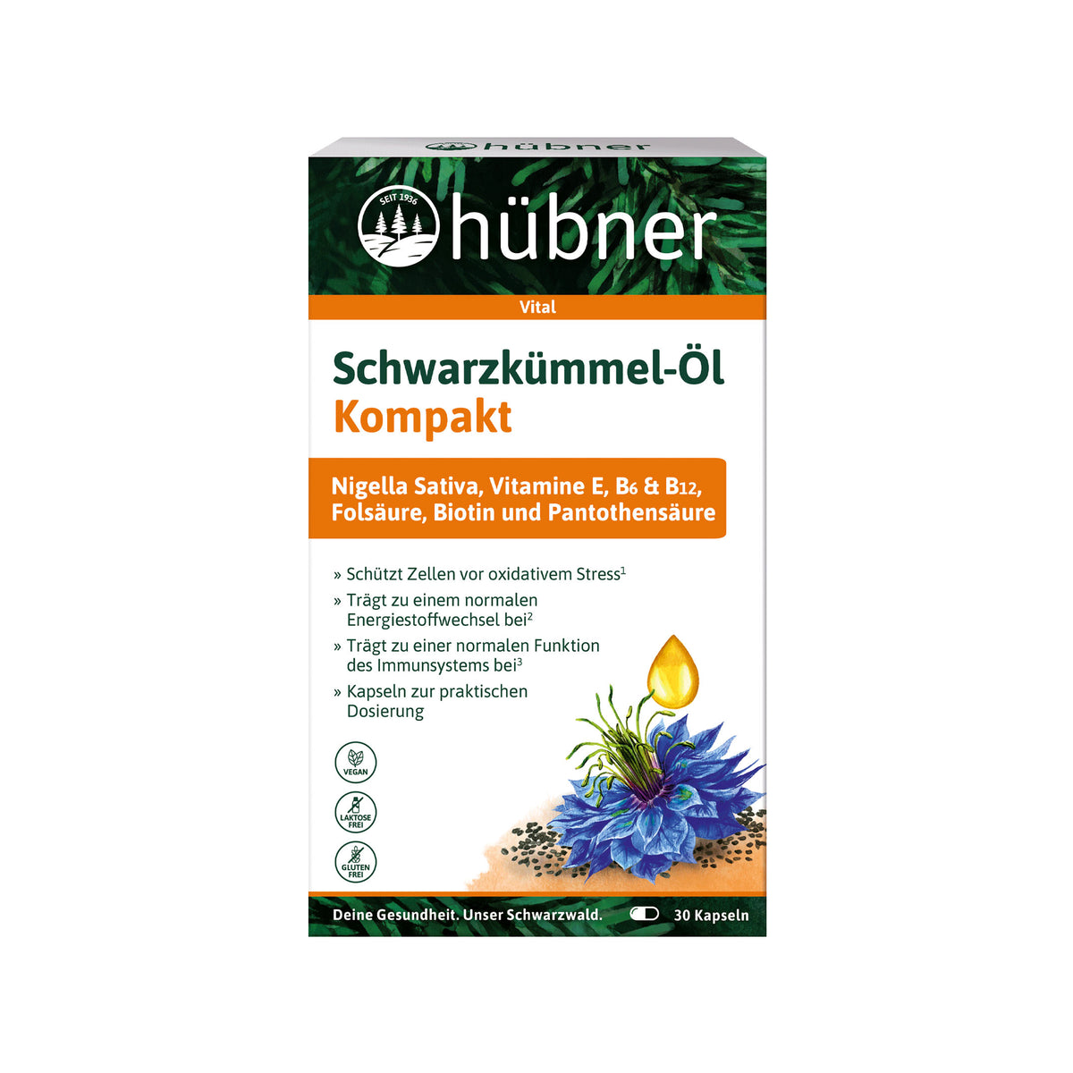 Hübner Schwarzkümmel Öl Kompakt Kapseln | 30 Kapseln