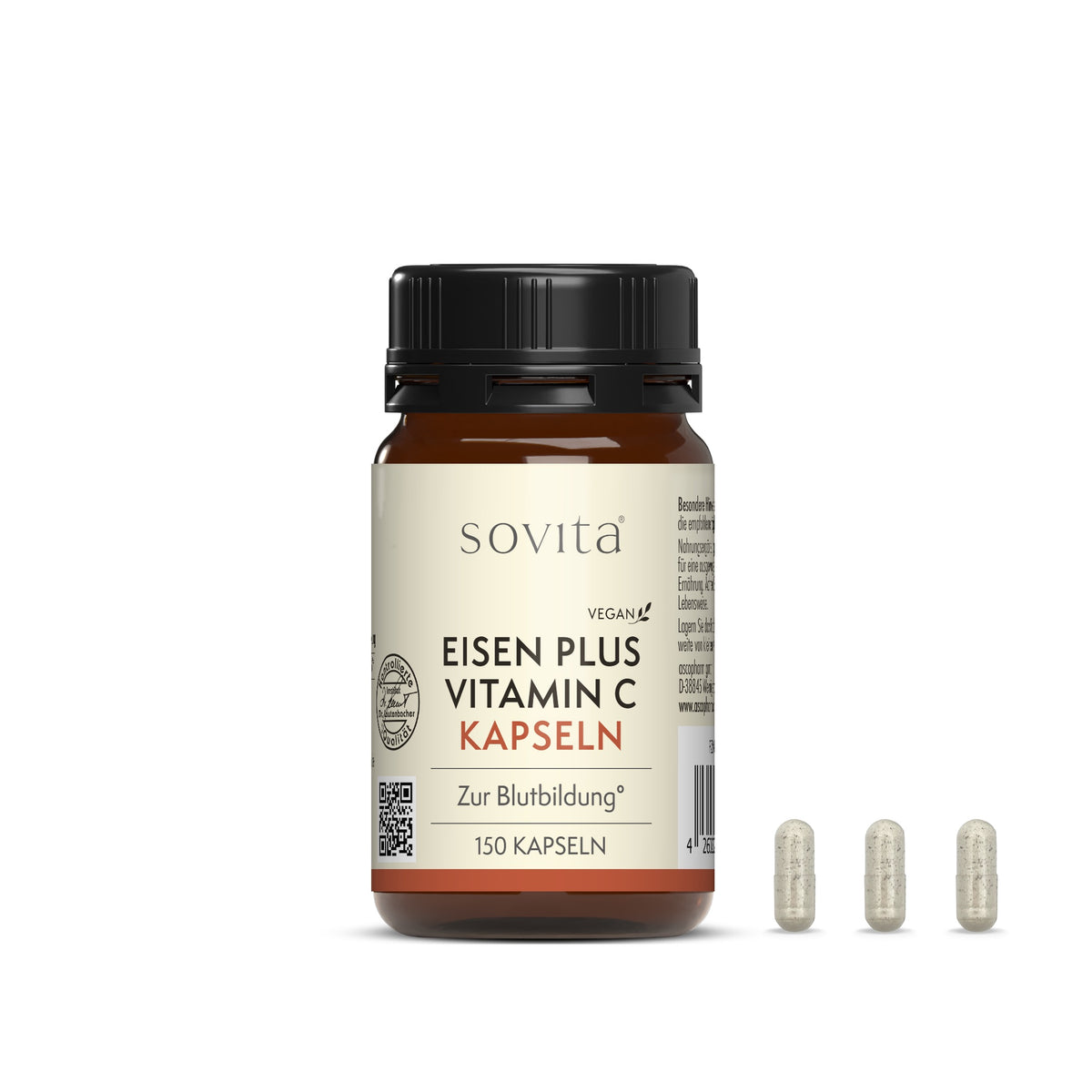 Ascopharm Eisen plus Vitamin C Kapseln, 150 Stück mit 5 mg Eisen und 20 mg C 1, 1 er