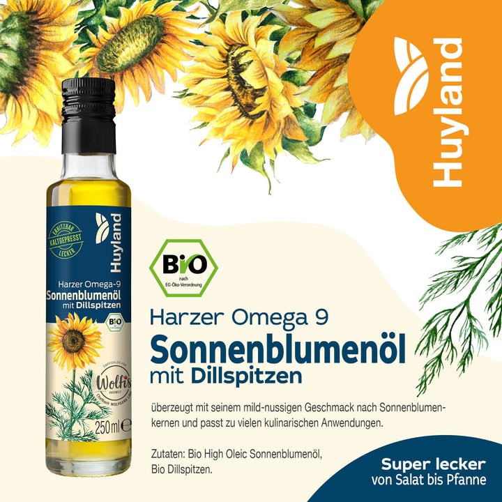 Huyland Harzer Bio Sonnenblumenöl mit Dillspitzen (250 ml)
