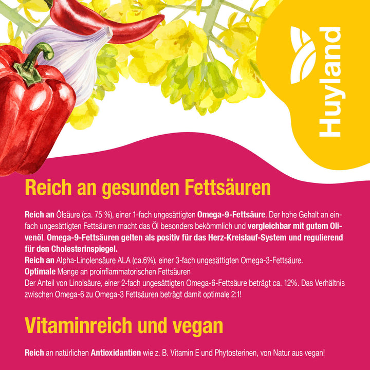 Huyland Harzer Rapsöl für Grillgemüse und Steaks (250 ml)