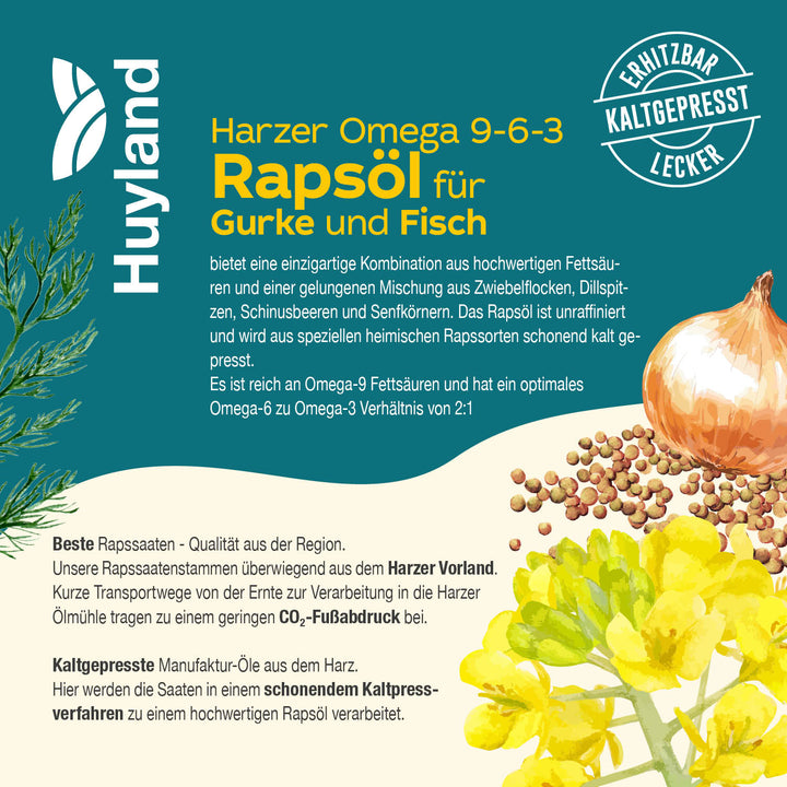 Huyland Harzer Rapsöl für Gurke und Fisch (250 ml)