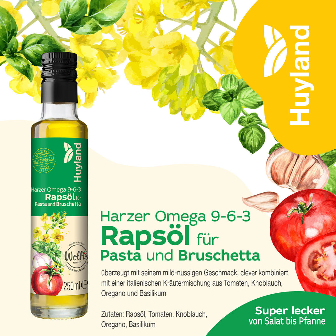 Huyland Harzer Rapsöl für Pasta und Bruschetta (250 ml)