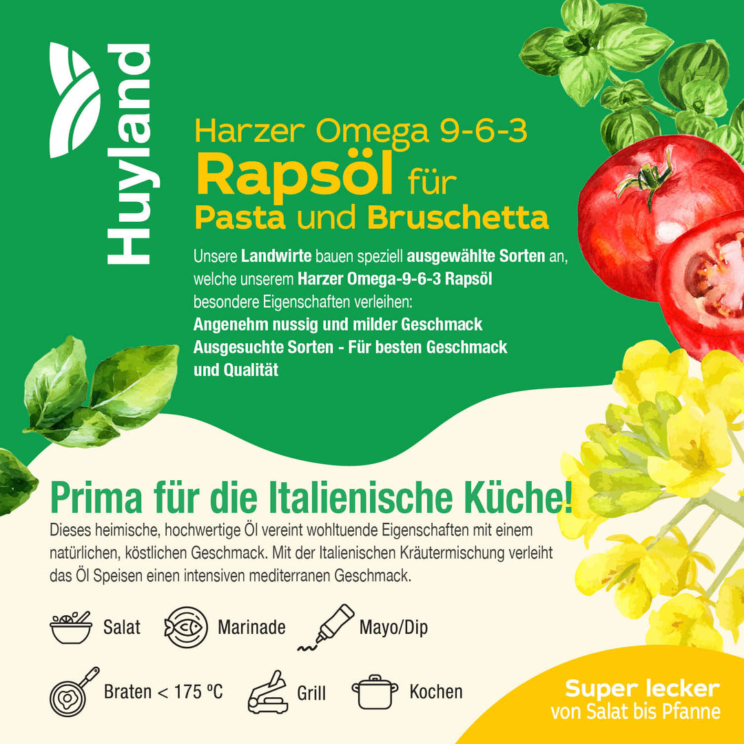 Huyland Harzer Rapsöl für Pasta und Bruschetta (250 ml)