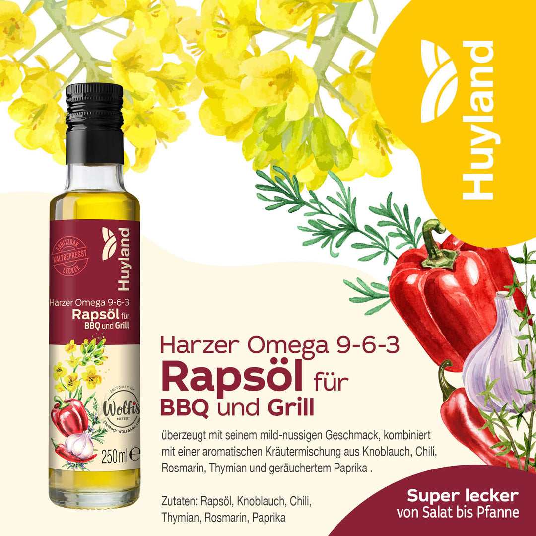 Huyland Harzer Rapsöl für BBQ und Grill (250 ml)