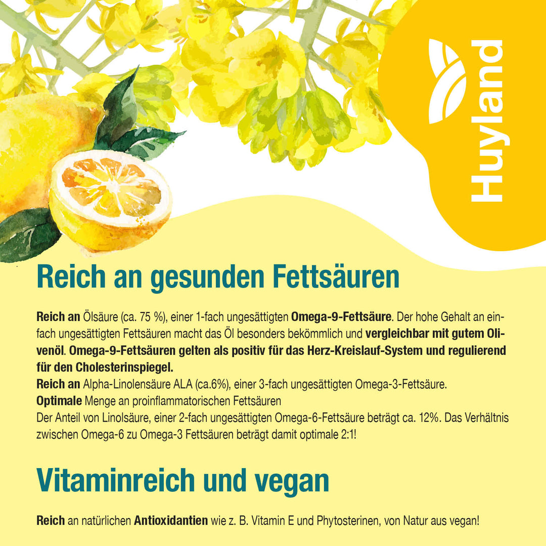 Huyland Harzer Rapsöl mit Zitrone (250 ml)