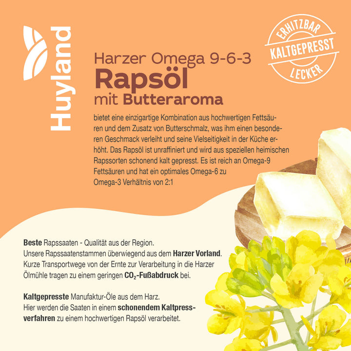 Huyland Harzer Rapsöl mit Butteraroma