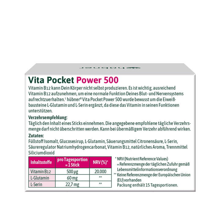 Hübner Vitamin B12 Vita Pocket Power 500 (15 Stk.)
