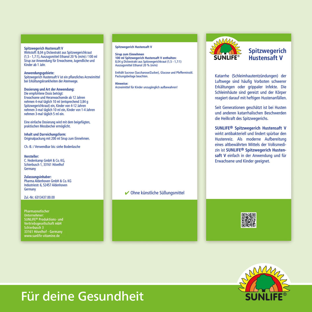 SUNLIFE Spitzwegerich Hustensaft (200 ml)