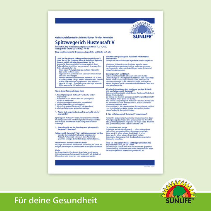 SUNLIFE Spitzwegerich Hustensaft (200 ml)