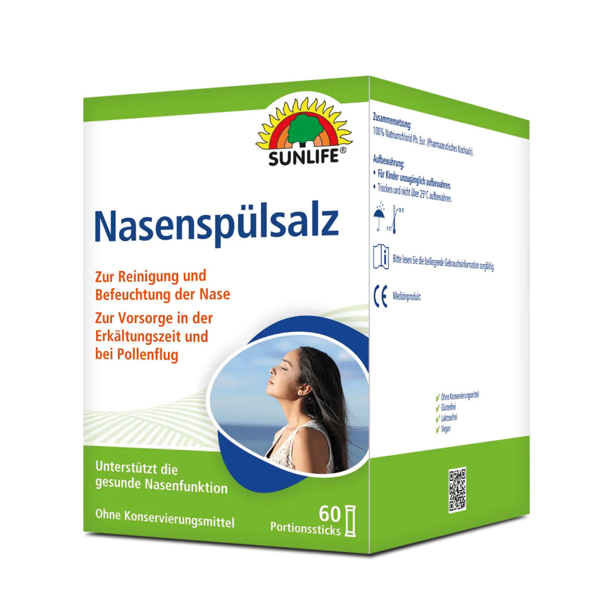 SUNLIFE Nasendusche SUNLIFE® Nasenspülsalz 60 Stk zur Nasenreinigung bei Schnupfen