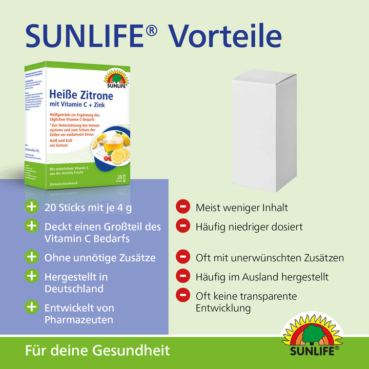 SUNLIFE Heiße Zitrone + Acerola (20 Sticks)