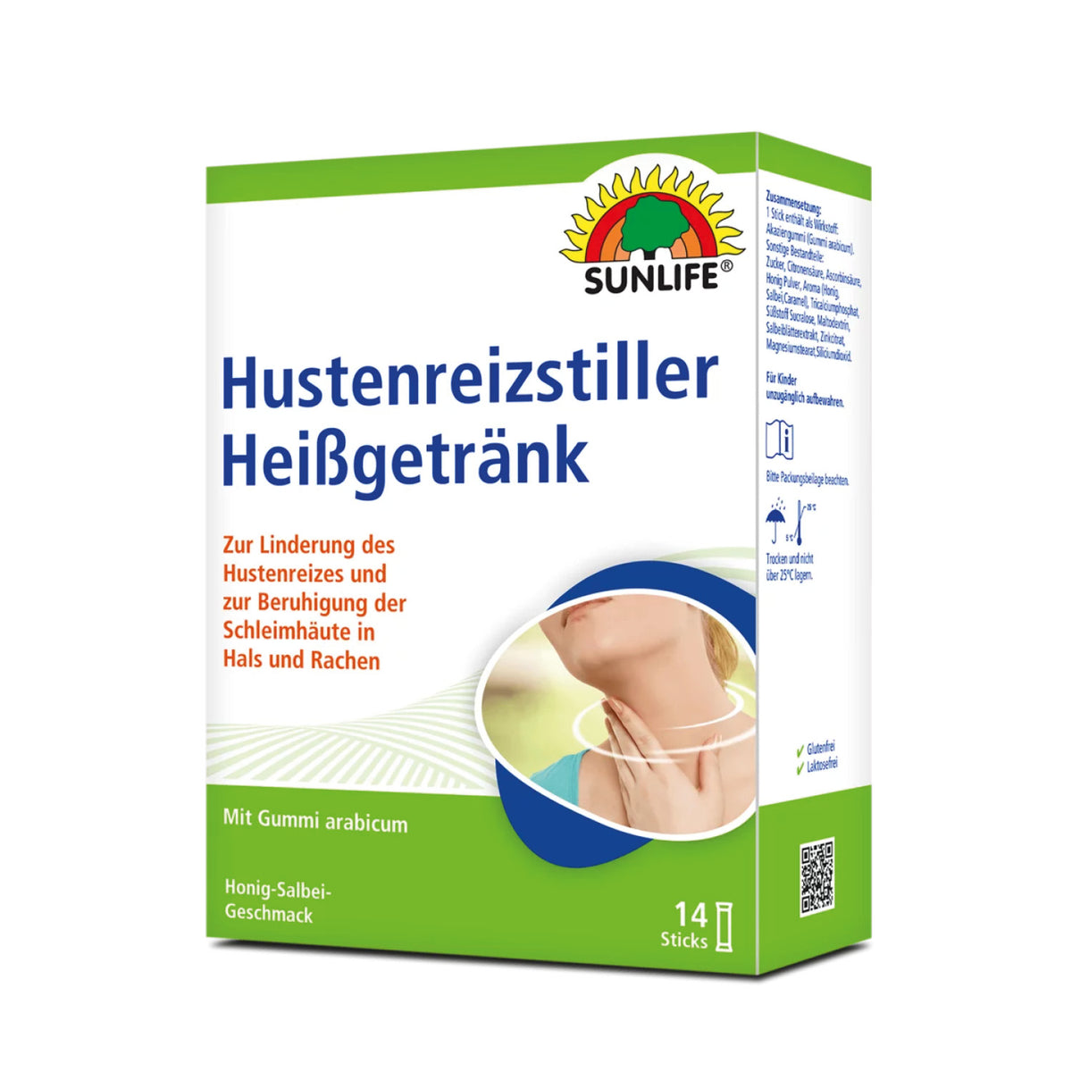 SUNLIFE SUNLIFE® Hustenreizstiller Heißgetränk 14 Sticks Erkältung Beruhigung 2 - 3 x täglich den Inhalt eines Sticks in einem Glas mit warmem Wasser (150 ml) auflösen, gut umrühren und ca. 5 Minuten im Glas quellen lassen
