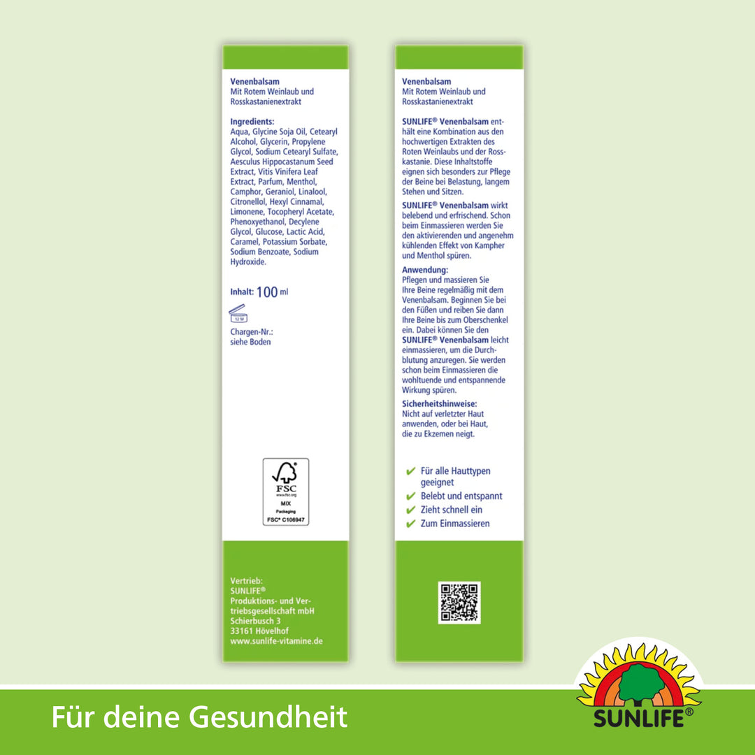 SUNLIFE Venen Balsam mit Rosskastanie (100 ml)