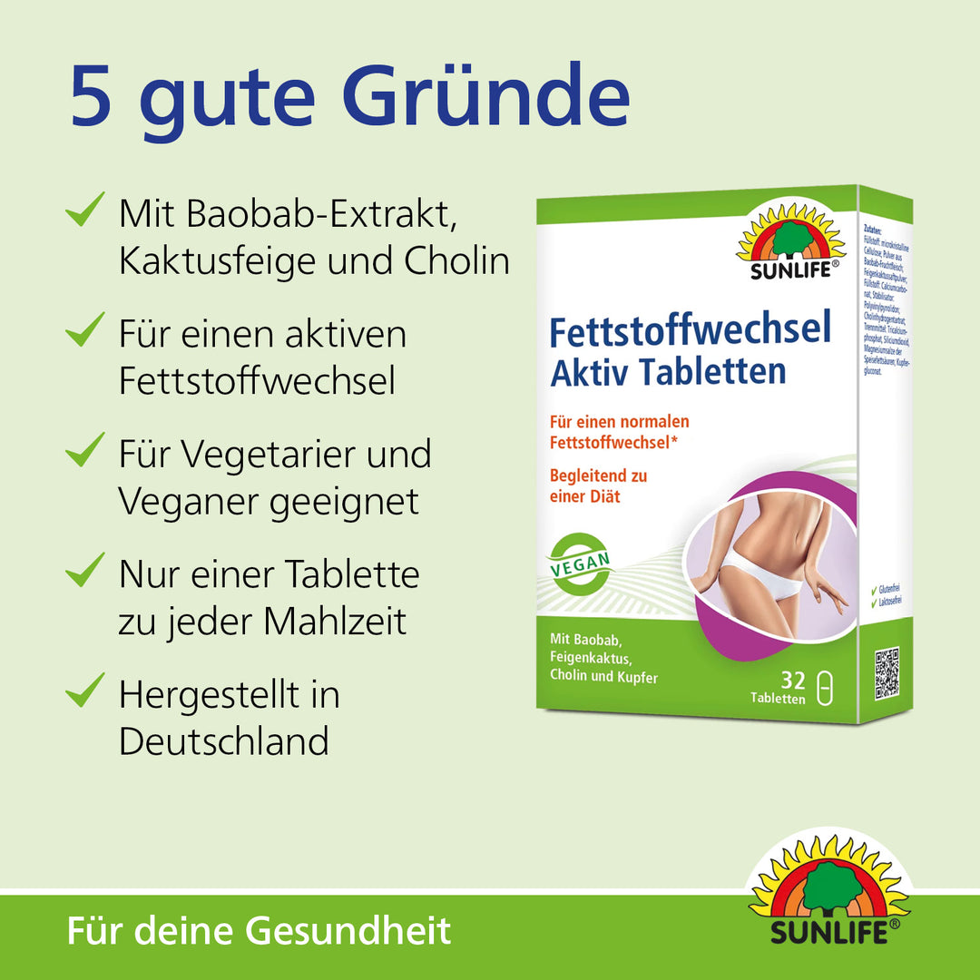 SUNLIFE Fettstoffwechsel Aktiv Tabletten (32 Stk.)