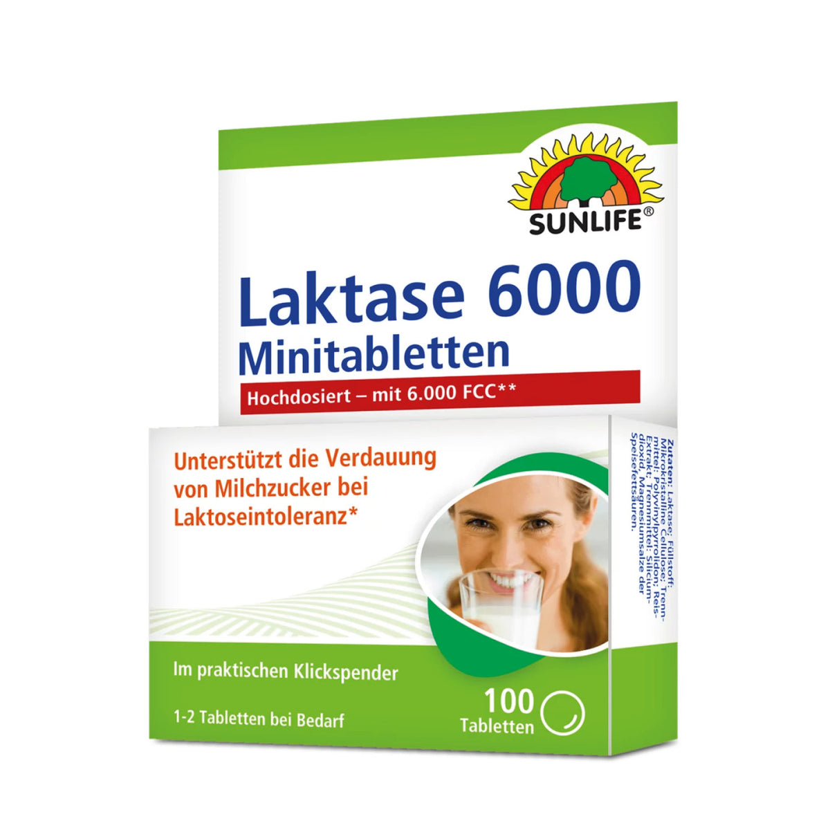 SUNLIFE SUNLIFE® Laktase 6000 FCC Minitabletten 100Stk Intoleranz Laktoseabbau 1 - 2 Tabletten bei Bedarf