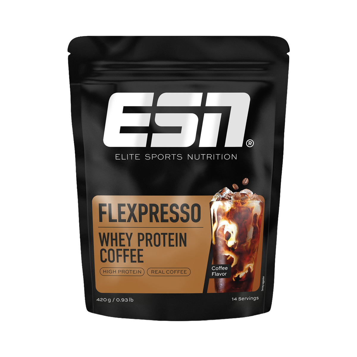ESN FLEXPRESSO Protein Coffee 420g Pulver, Mit echtem Kaffee – auch decaf