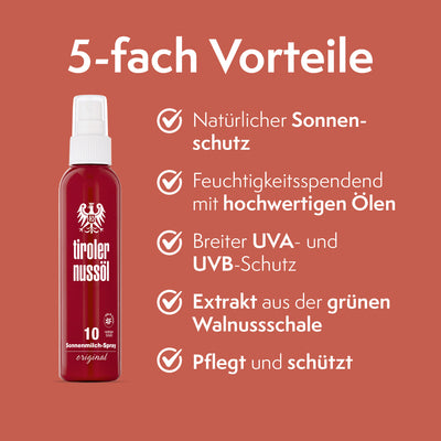 Tiroler Nussöl Original Sonnenmilch-Spray LSF 10