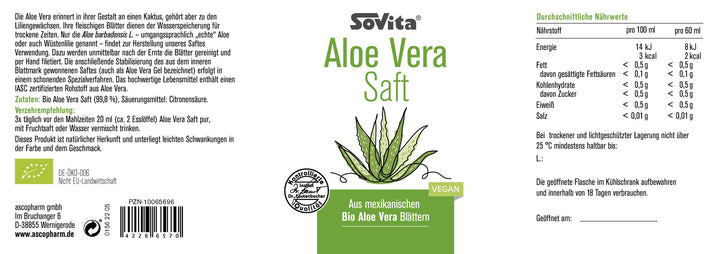 sovita Aloe Vera Saft BIO