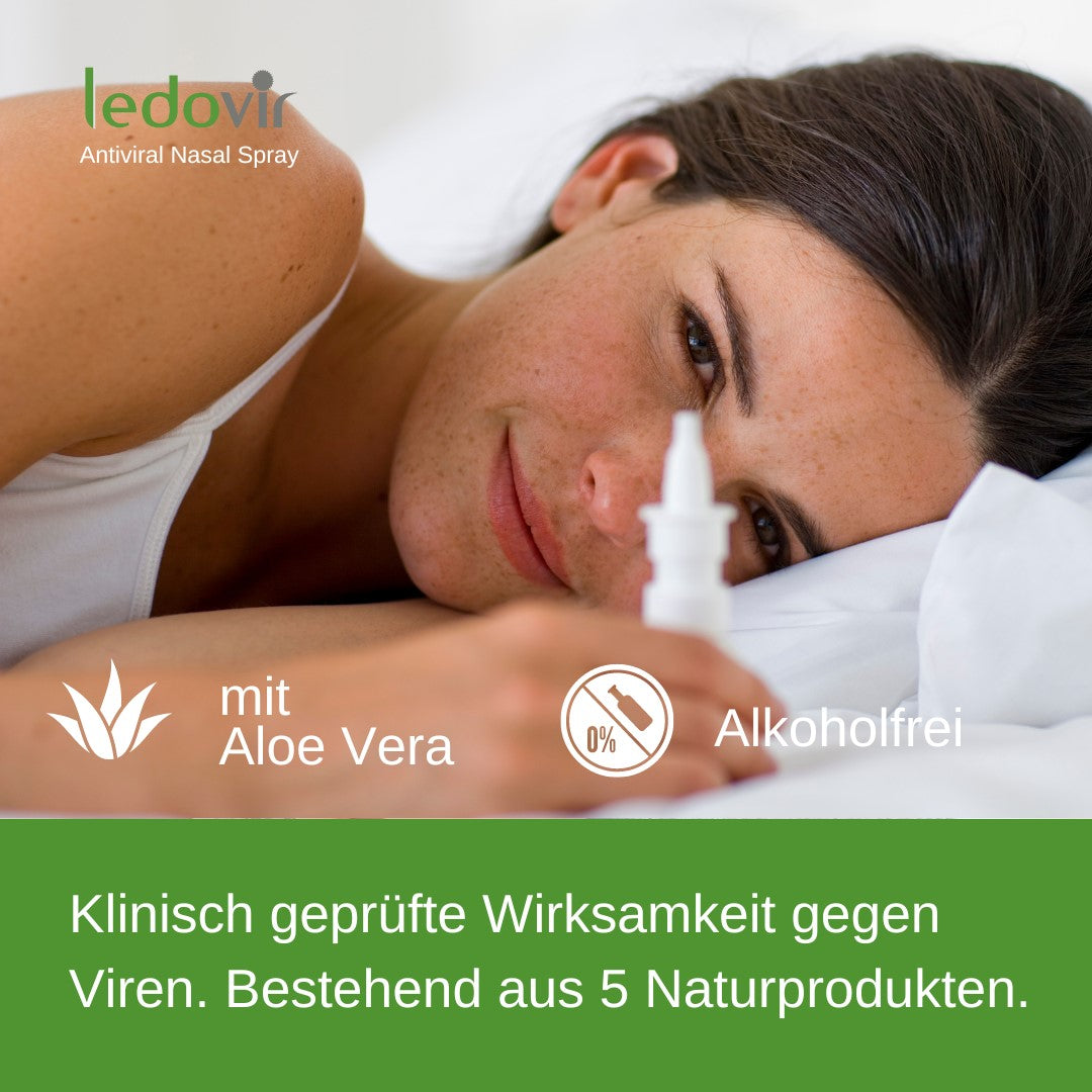 Ledovir Antiviren Nasenspray - mit Aloe Vera & Alkoholfrei. Klinisch geprüfte Wirksamkeit gegen Viren. Bestehend aus 5 Naturprodukten.